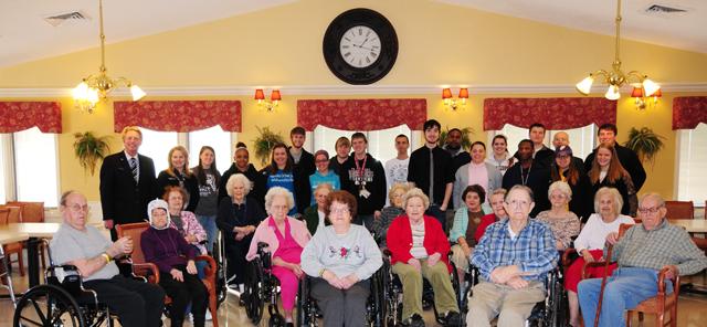  Members of Dr. Ted Taylor's FIRST CLASS visited Grandview Nursing and Rehabilitation Facility visit with the residents as part of a community service project. (Campbellsville  University Photo by Ye Wei "Vicky")