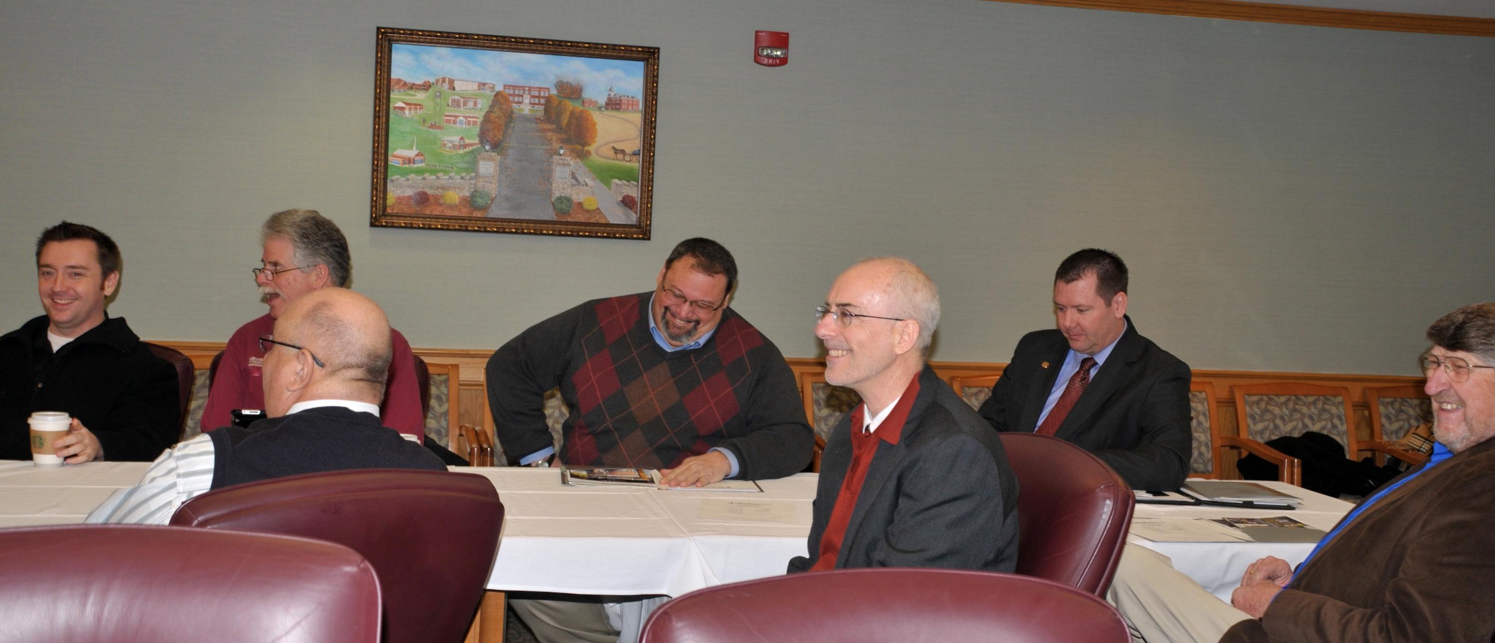 Campbellsville University’s Church Relations Council executive committee meeting included, from left: Rev. Wilburn Bonta, Benji Kelly, Dr. John Hurtgen, Dean, Rev. Mark Shelton, Rev. Jay Hatfield, Rev. Ed Pavy and Rev. Kenny Rager. (CU Photo by Linda Waggener)